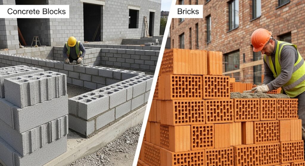 Differences Between Concrete Blocks vs Bricks