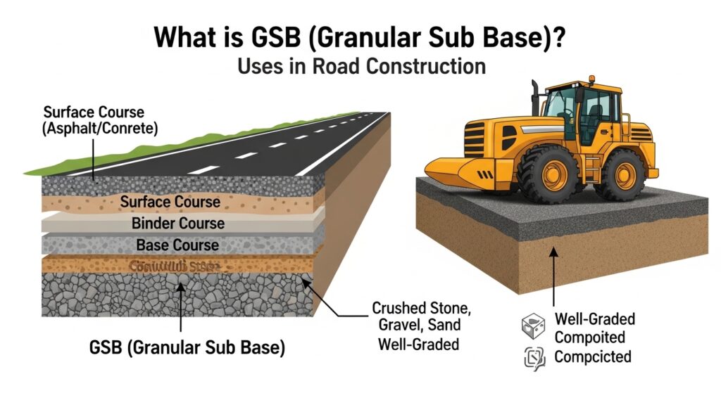 What Is GSB (Granular Sub Base)? Uses in Road Construction